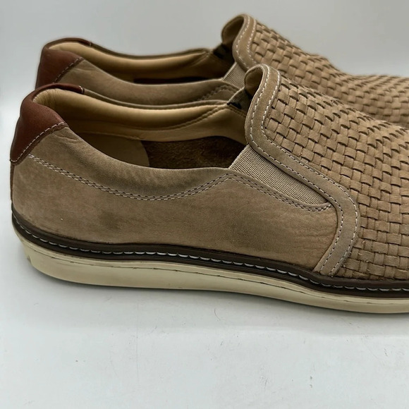 Johnston & Murphy McGuffey tan woven slip-on loafers, size 10 - Picture 10 of 16